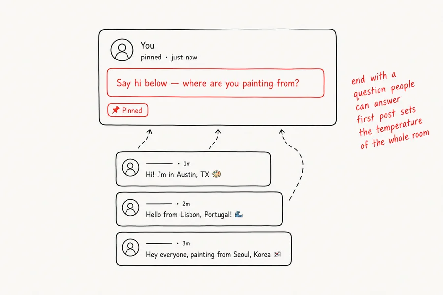 An iGloo welcome post and member discussion used in a gym member hub