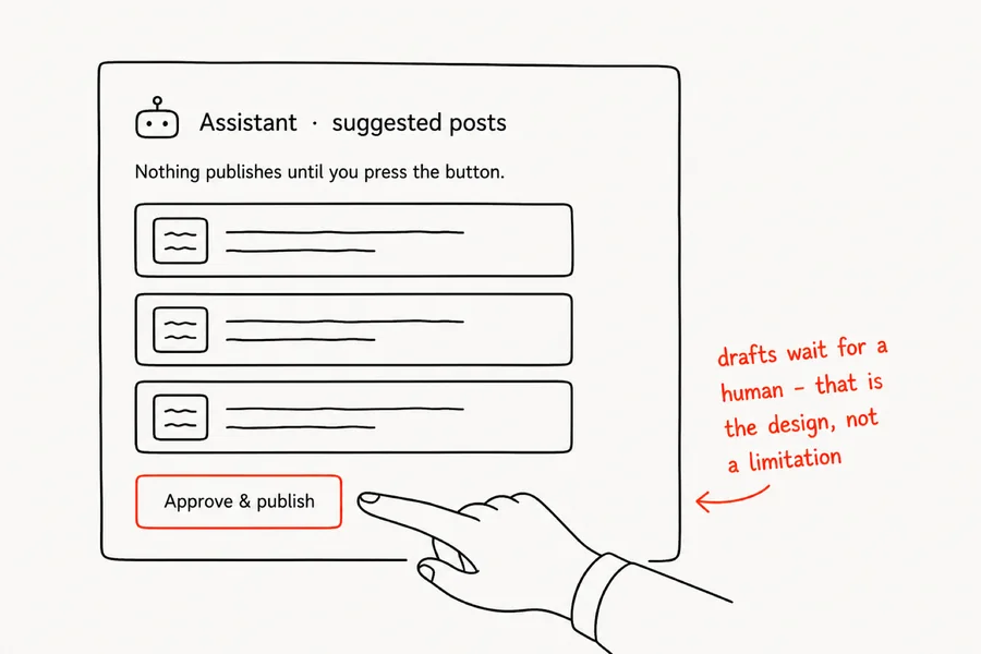 Human approval controls for AI-created drafts in iGloo