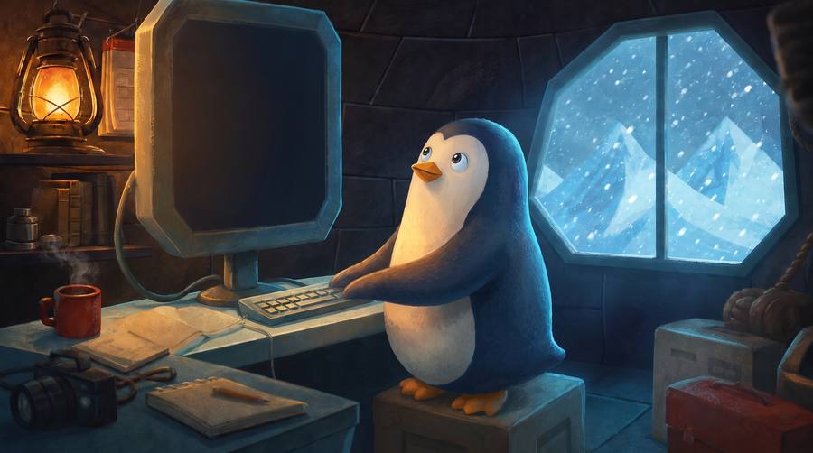 A penguin using iGloo from a warm station