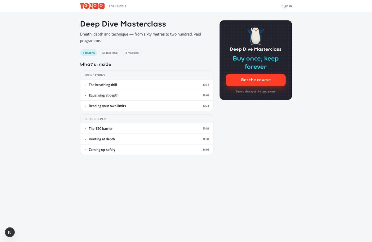 Public course landing page with a buy panel