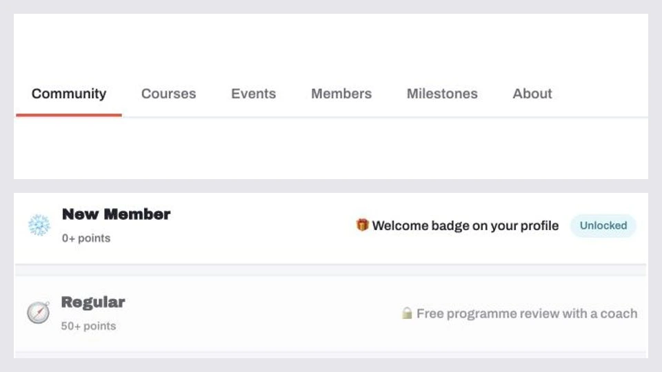 Real Milestones navigation tab plus New Member and Regular reward levels in Northstar Fitness