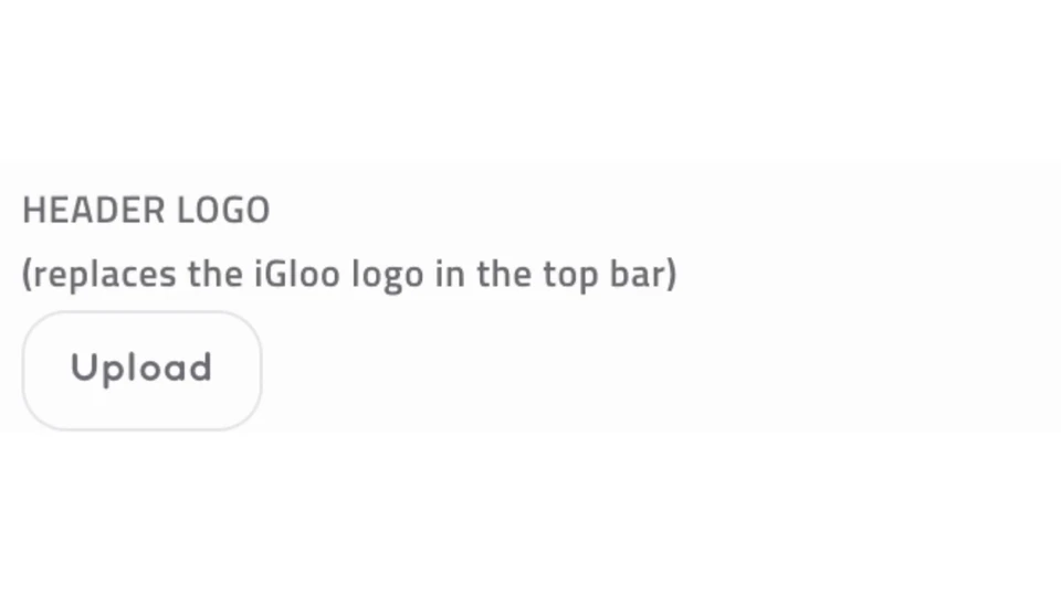 Actual Header Logo setting with Upload button and explanation of top-bar replacement