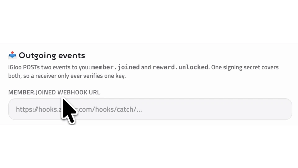 Actual Outgoing events panel naming member.joined and reward.unlocked events